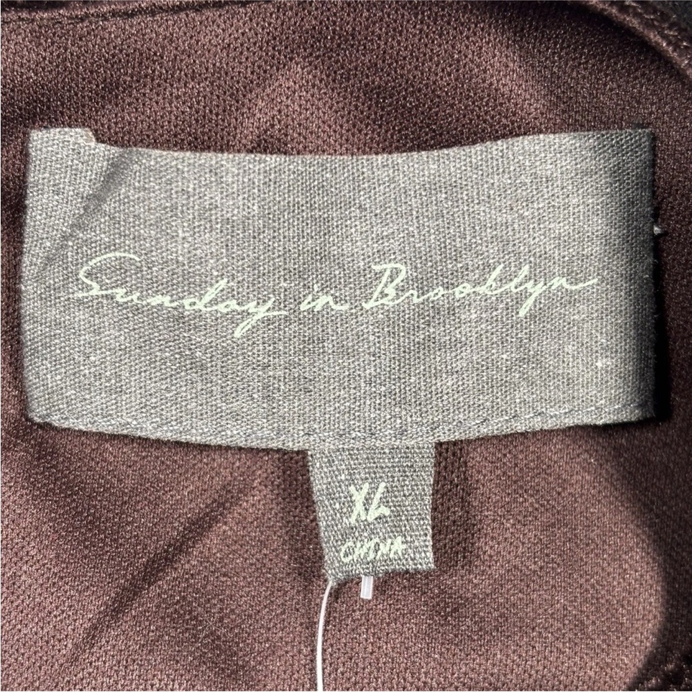Sunday In Brooklyn Anthropologie Velvet Puff Sleeve Top Women’s X-Large Brown - Picture 5 of 12